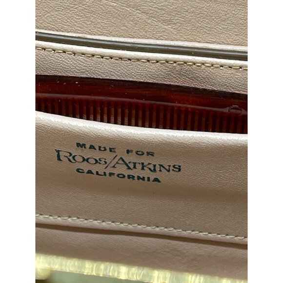 roos atkins Vintage Brown Faux Crocodile Leather Handbag Gold-Tone Metal READ - Picture 8 of 11